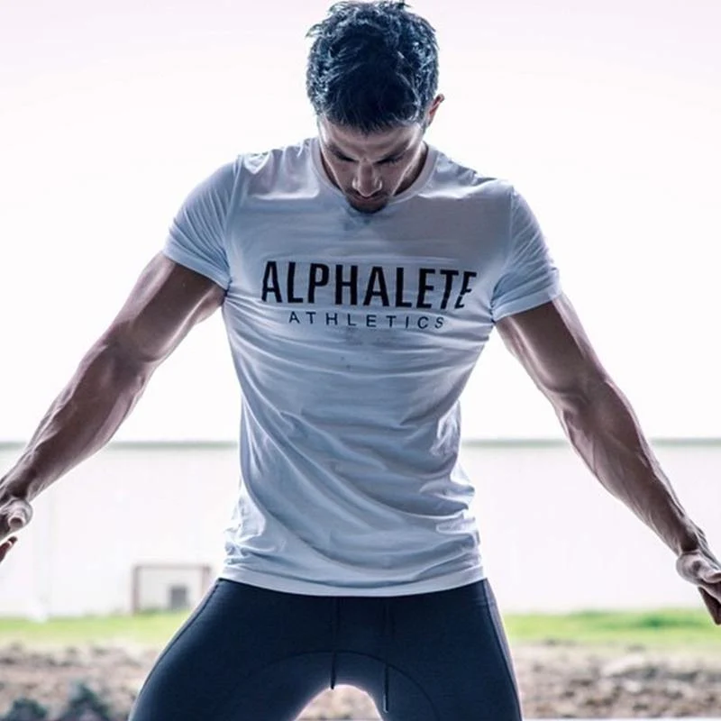 Herren Baumwolle Kurzarm T-Shirt Sommer New Casual O-Ausschnitt Slim T-Shirt Männlich Jogger Gyms Fitness Crossfit T-Shirts Tops Kleidung