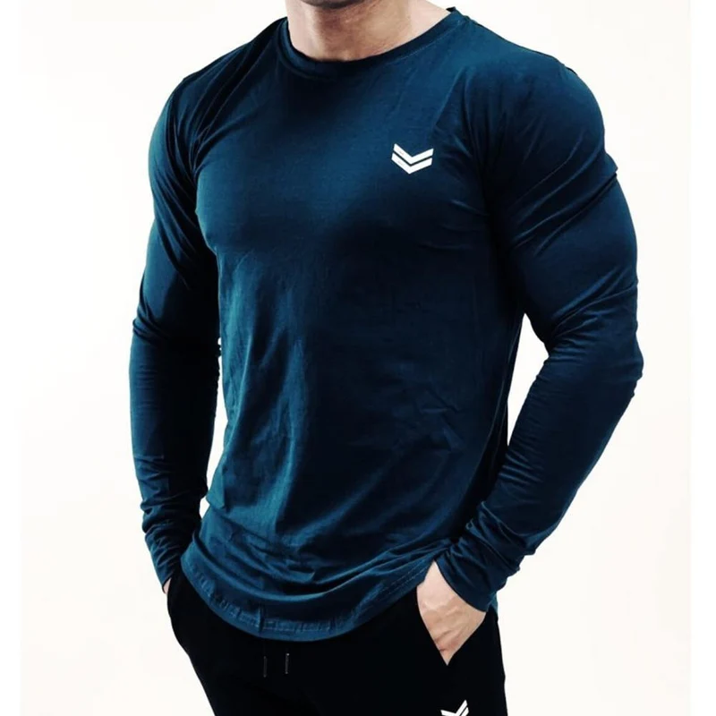 Fitness Sportlich Langarm T-Shirt Männer Turnhallen Workout Skinny Baumwolle T-Shirt Herbst New Male Casual T-Shirts Jogger Brand Kleidung