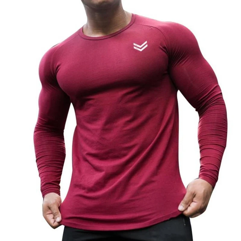 Fitness Sportlich Langarm T-Shirt Männer Turnhallen Workout Skinny Baumwolle T-Shirt Herbst New Male Casual T-Shirts Jogger Brand Kleidung