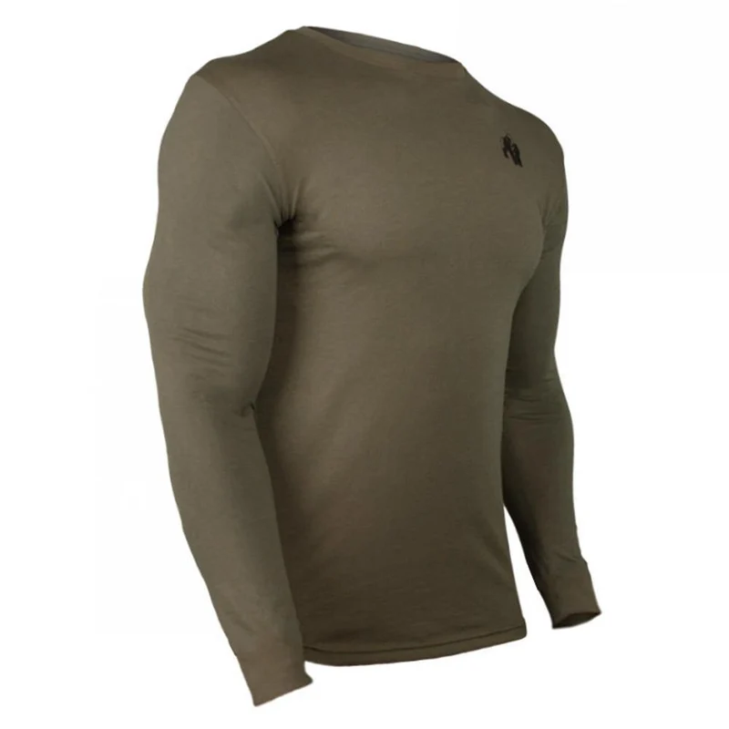 Fitness Sportliche Langarm T Shirt Männer Turnhallen Workout Dünne Baumwolle Gedruckt T-shirt Männliche Herbst Neue Casual Tee Tops Marke kleidung