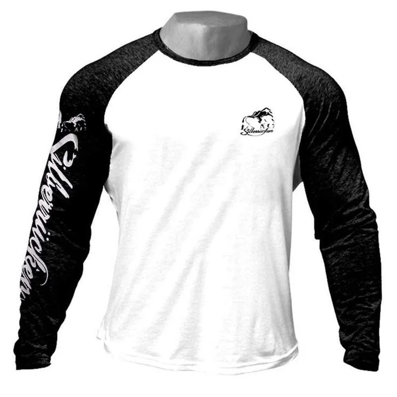 Fitness Sportliche Langarm T Shirt Männer Turnhallen Workout Dünne Baumwolle Gedruckt T-shirt Männliche Herbst Neue Casual Tee Tops Marke kleidung