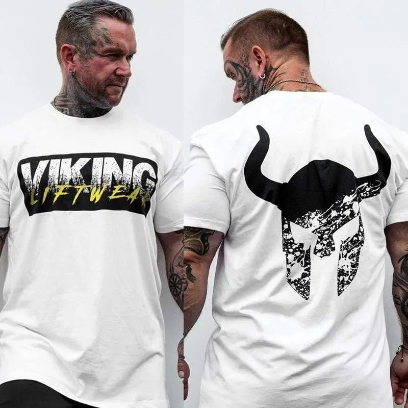 Männer Fitnessstudio Fitness Bodybuilding T-Shirt Kurzarm Bedrucktes Baumwoll-T-Shirt Lässige Mode Schwarz T-Shirts Crossfit Markenkleidung