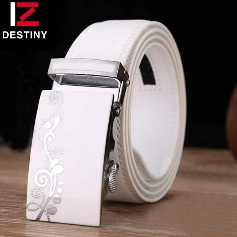 Gürtel Männer Luxus Berühmte Marke Designer Hochwertige Männer Echtes Lederband Weiß Automatische Schnalle Gürtel Ceinture Homme