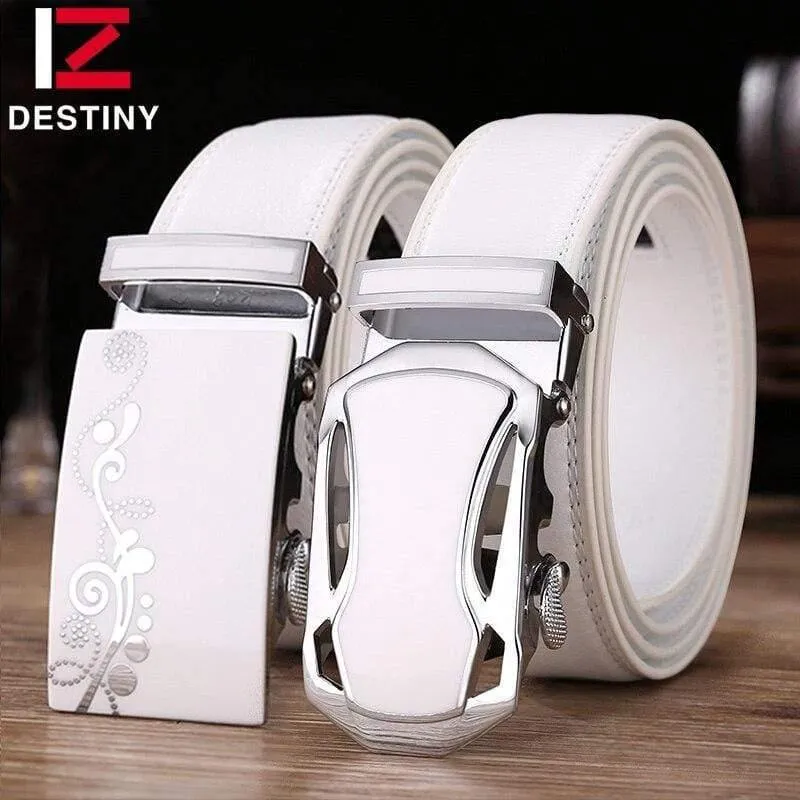Gürtel Männer Luxus Berühmte Marke Designer Hochwertige Männer Echtes Lederband Weiß Automatische Schnalle Gürtel Ceinture Homme