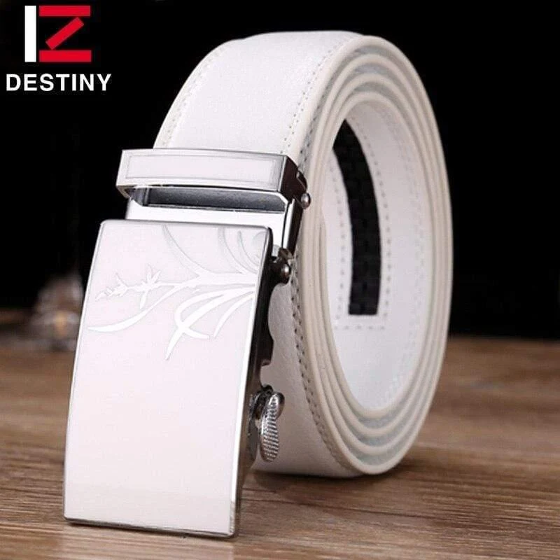 Gürtel Männer Luxus Berühmte Marke Designer Hochwertige Männer Echtes Lederband Weiß Automatische Schnalle Gürtel Ceinture Homme