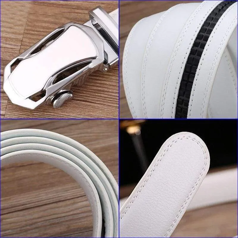 Gürtel Männer Luxus Berühmte Marke Designer Hochwertige Männer Echtes Lederband Weiß Automatische Schnalle Gürtel Ceinture Homme