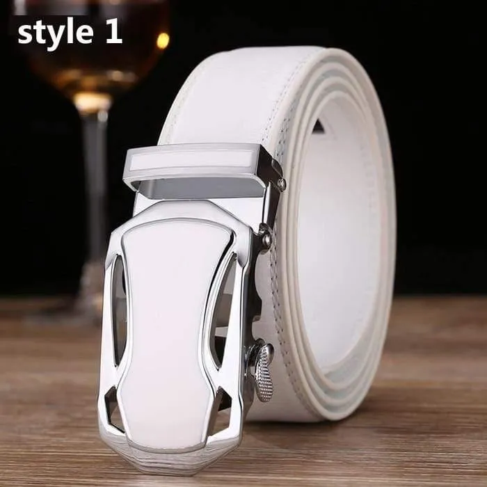 Gürtel Männer Luxus Berühmte Marke Designer Hochwertige Männer Echtes Lederband Weiß Automatische Schnalle Gürtel Ceinture Homme