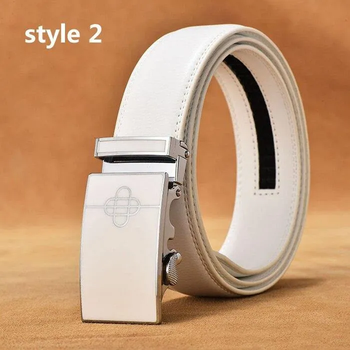 Gürtel Männer Luxus Berühmte Marke Designer Hochwertige Männer Echtes Lederband Weiß Automatische Schnalle Gürtel Ceinture Homme
