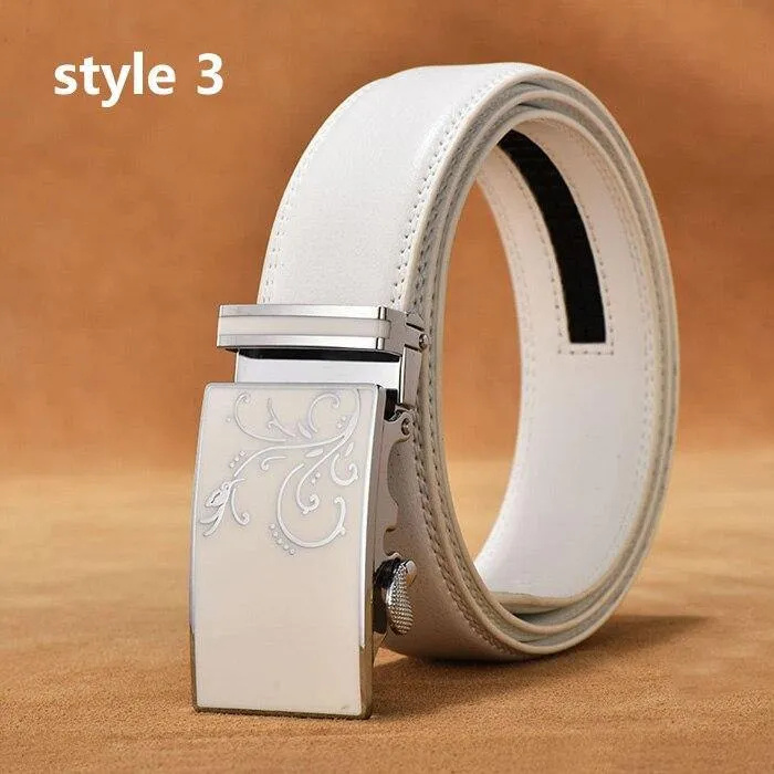 Gürtel Männer Luxus Berühmte Marke Designer Hochwertige Männer Echtes Lederband Weiß Automatische Schnalle Gürtel Ceinture Homme