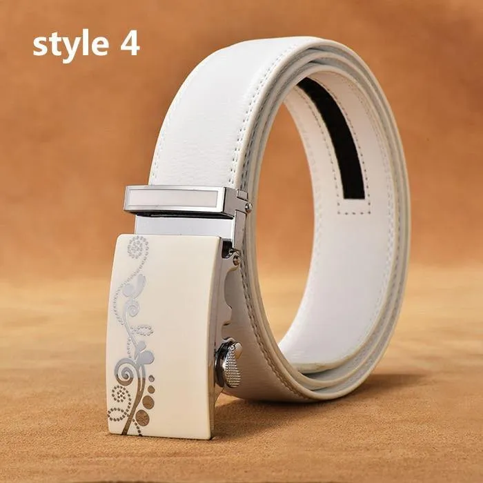 Gürtel Männer Luxus Berühmte Marke Designer Hochwertige Männer Echtes Lederband Weiß Automatische Schnalle Gürtel Ceinture Homme