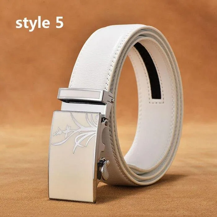 Gürtel Männer Luxus Berühmte Marke Designer Hochwertige Männer Echtes Lederband Weiß Automatische Schnalle Gürtel Ceinture Homme