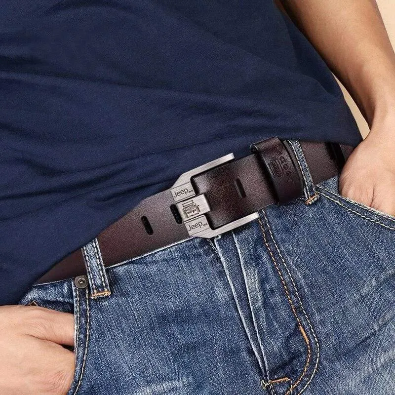 Echtes Leder für Männer Hochwertige schwarze Schnalle Jeans Gürtel Cowskin Casual Gürtel Business Gürtel Cowboy Bund