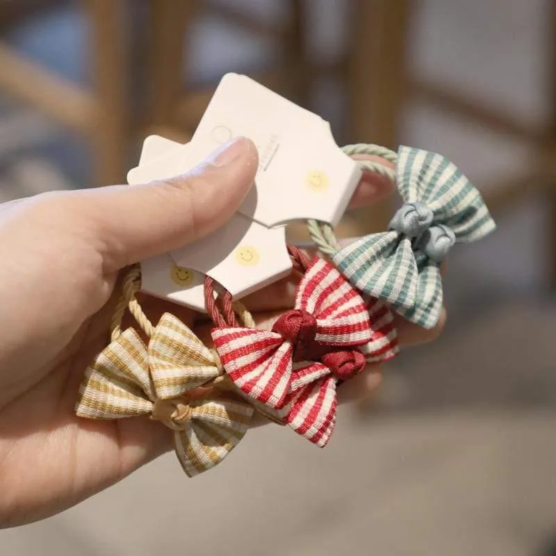 2PCS New Cute Fabric Stripe Bowknot Haarkreis Elastische Haarbänder Mädchen Frauen Haarspange Haarschmuck Prinzessin Kopfbedeckung