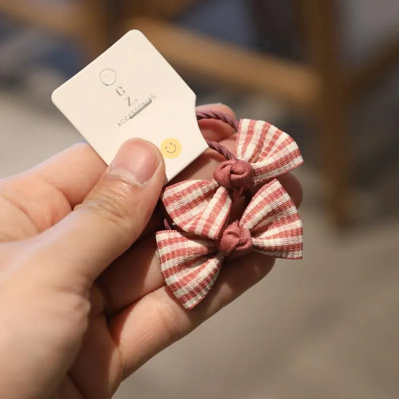 2PCS New Cute Fabric Stripe Bowknot Haarkreis Elastische Haarbänder Mädchen Frauen Haarspange Haarschmuck Prinzessin Kopfbedeckung