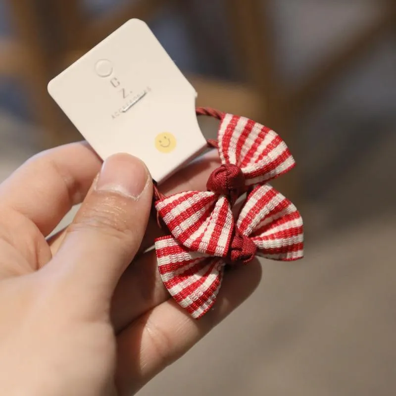 2PCS New Cute Fabric Stripe Bowknot Haarkreis Elastische Haarbänder Mädchen Frauen Haarspange Haarschmuck Prinzessin Kopfbedeckung