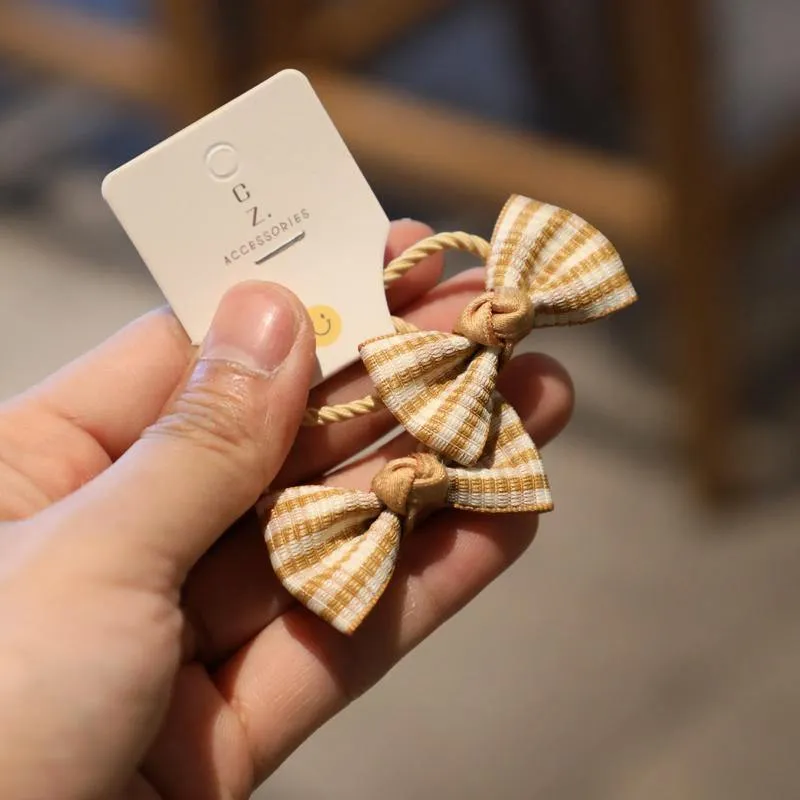 2PCS New Cute Fabric Stripe Bowknot Haarkreis Elastische Haarbänder Mädchen Frauen Haarspange Haarschmuck Prinzessin Kopfbedeckung