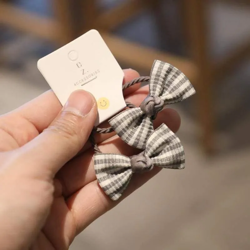 2PCS New Cute Fabric Stripe Bowknot Haarkreis Elastische Haarbänder Mädchen Frauen Haarspange Haarschmuck Prinzessin Kopfbedeckung