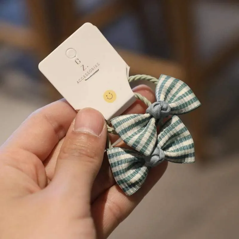 2PCS New Cute Fabric Stripe Bowknot Haarkreis Elastische Haarbänder Mädchen Frauen Haarspange Haarschmuck Prinzessin Kopfbedeckung