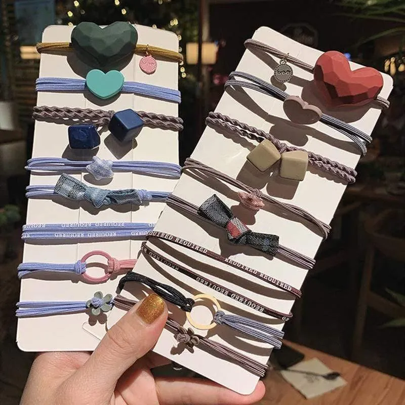 8PCS Koean Style Nette elastische Haarbänder für Frauen Pferdeschwanzhalter Krawatte Kaugummi Scrunchie Gummibänder Mädchen Haarschmuck