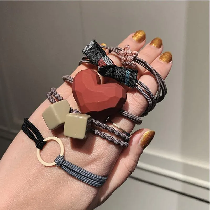 8PCS Koean Style Nette elastische Haarbänder für Frauen Pferdeschwanzhalter Krawatte Kaugummi Scrunchie Gummibänder Mädchen Haarschmuck