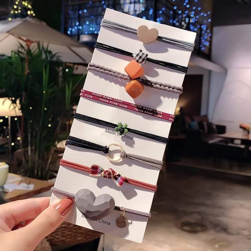 8PCS Koean Style Nette elastische Haarbänder für Frauen Pferdeschwanzhalter Krawatte Kaugummi Scrunchie Gummibänder Mädchen Haarschmuck