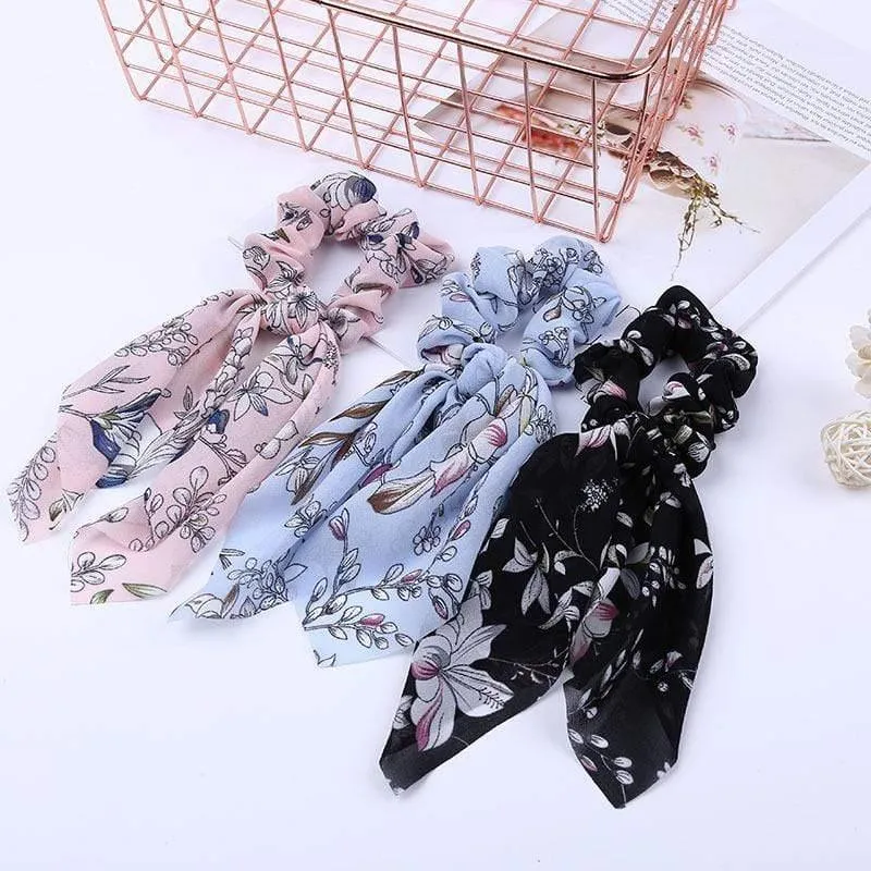 Chiffon Bänder Haarband Elastisches Haarseil Haargummi Floral Scrunchie Frauen Pferdeschwanzhalter Gummi Stirnbänder Zubehör