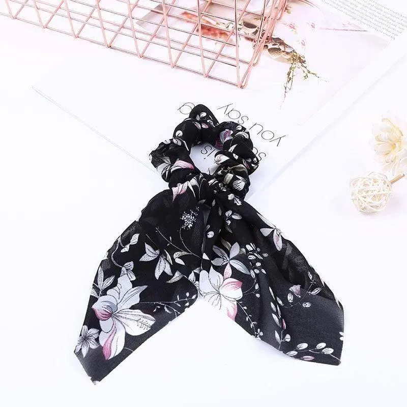 Chiffon Bänder Haarband Elastisches Haarseil Haargummi Floral Scrunchie Frauen Pferdeschwanzhalter Gummi Stirnbänder Zubehör
