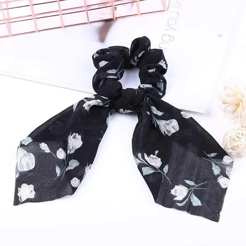 Chiffon Bänder Haarband Elastisches Haarseil Haargummi Floral Scrunchie Frauen Pferdeschwanzhalter Gummi Stirnbänder Zubehör