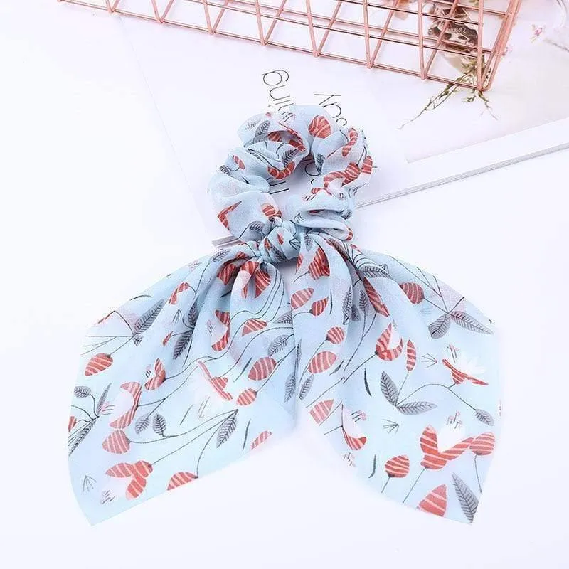 Chiffon Bänder Haarband Elastisches Haarseil Haargummi Floral Scrunchie Frauen Pferdeschwanzhalter Gummi Stirnbänder Zubehör