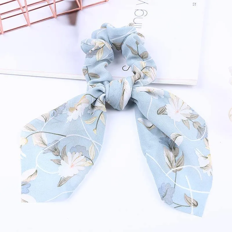 Chiffon Bänder Haarband Elastisches Haarseil Haargummi Floral Scrunchie Frauen Pferdeschwanzhalter Gummi Stirnbänder Zubehör