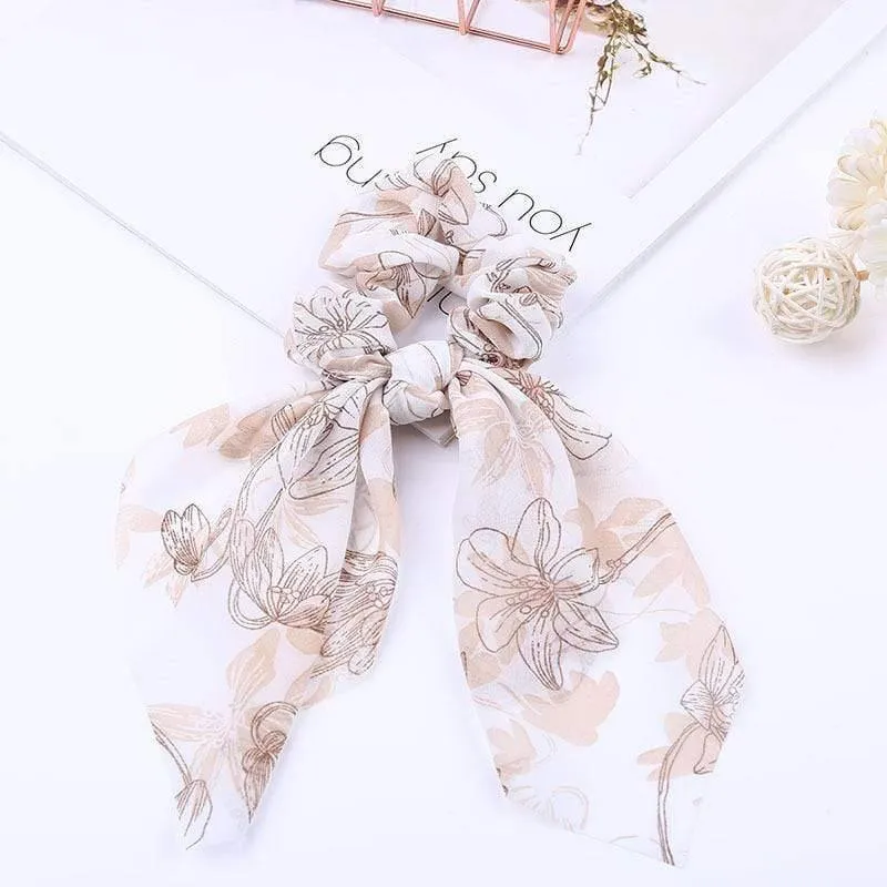 Chiffon Bänder Haarband Elastisches Haarseil Haargummi Floral Scrunchie Frauen Pferdeschwanzhalter Gummi Stirnbänder Zubehör