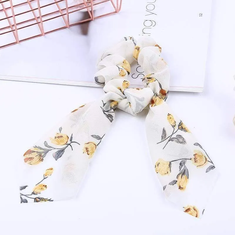 Chiffon Bänder Haarband Elastisches Haarseil Haargummi Floral Scrunchie Frauen Pferdeschwanzhalter Gummi Stirnbänder Zubehör