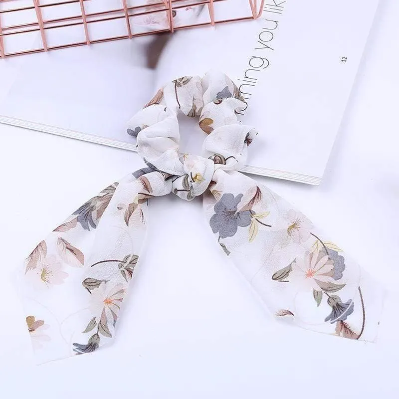Chiffon Bänder Haarband Elastisches Haarseil Haargummi Floral Scrunchie Frauen Pferdeschwanzhalter Gummi Stirnbänder Zubehör