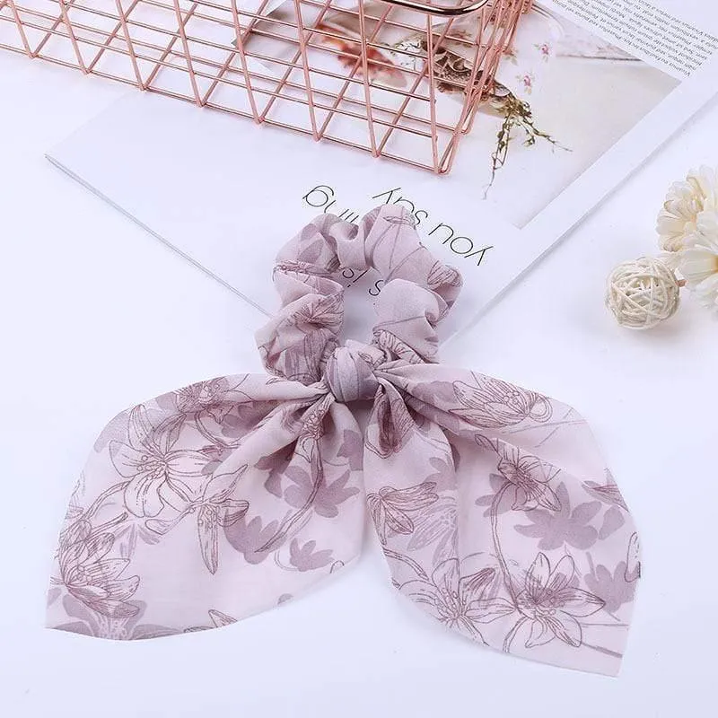Chiffon Bänder Haarband Elastisches Haarseil Haargummi Floral Scrunchie Frauen Pferdeschwanzhalter Gummi Stirnbänder Zubehör