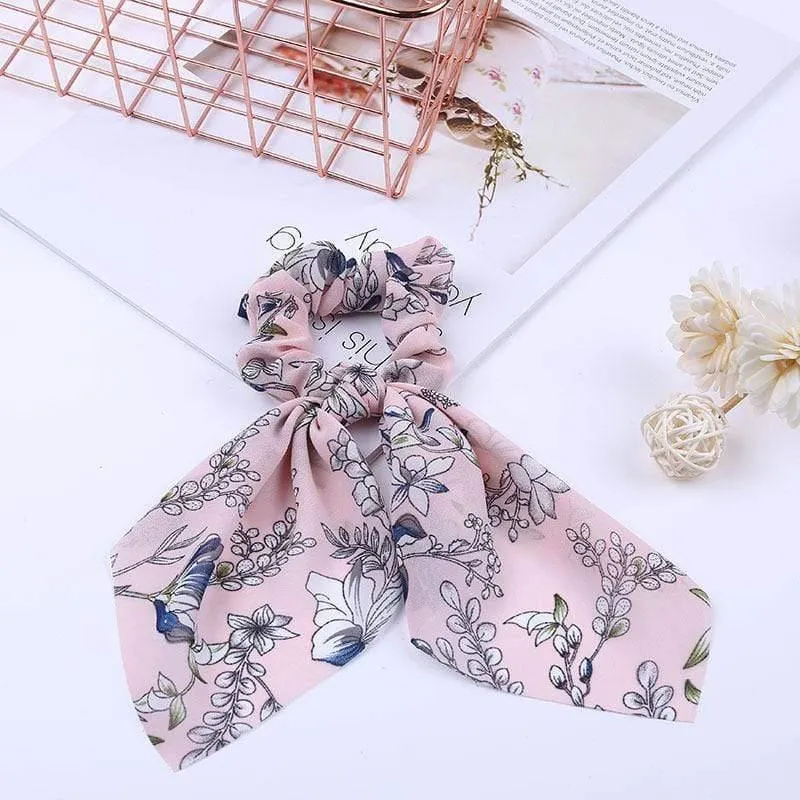 Chiffon Bänder Haarband Elastisches Haarseil Haargummi Floral Scrunchie Frauen Pferdeschwanzhalter Gummi Stirnbänder Zubehör