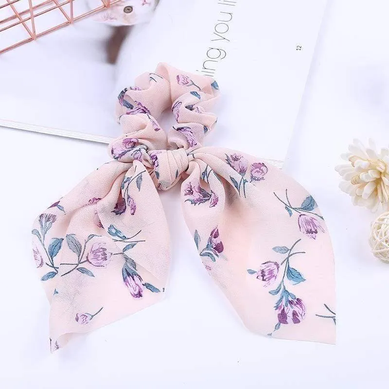 Chiffon Bänder Haarband Elastisches Haarseil Haargummi Floral Scrunchie Frauen Pferdeschwanzhalter Gummi Stirnbänder Zubehör