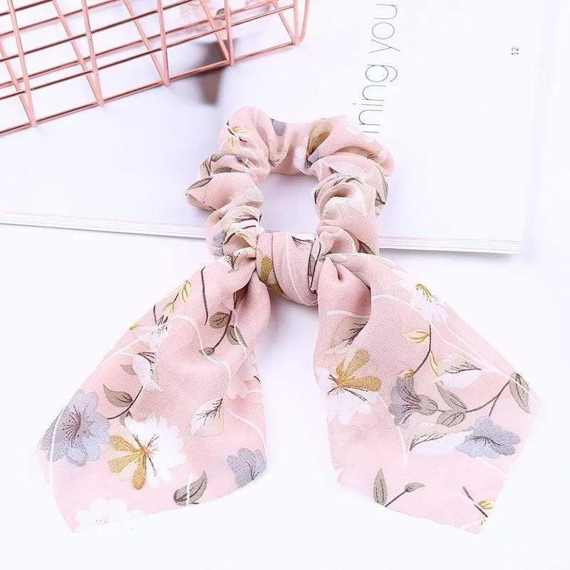 Chiffon Bänder Haarband Elastisches Haarseil Haargummi Floral Scrunchie Frauen Pferdeschwanzhalter Gummi Stirnbänder Zubehör