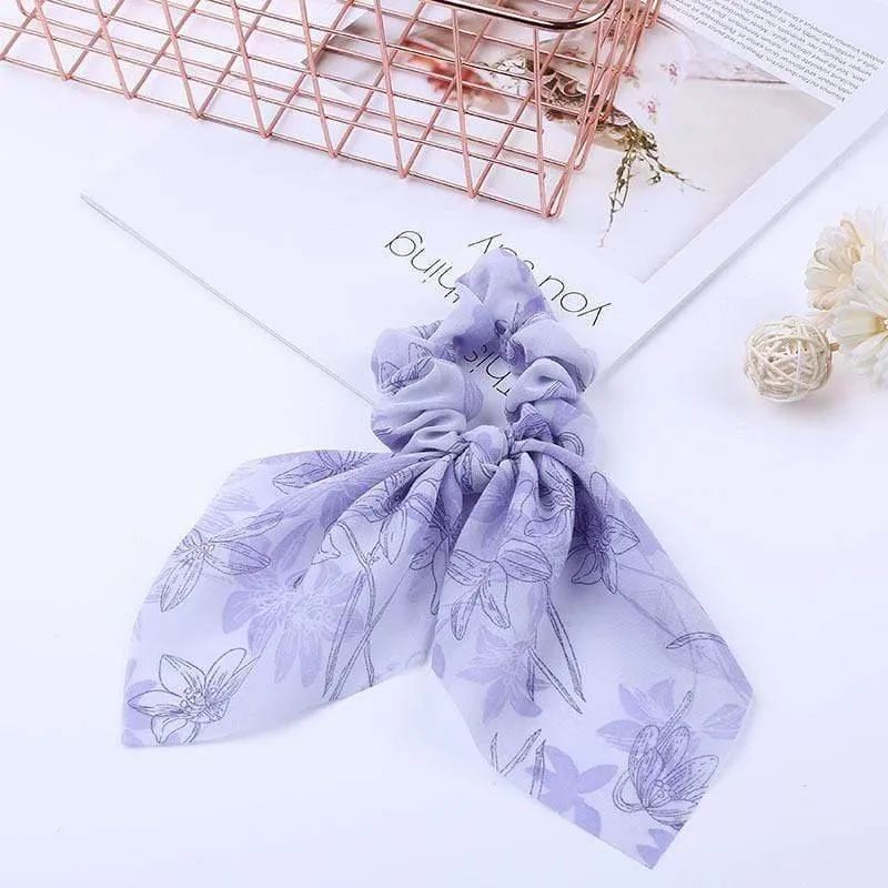 Chiffon Bänder Haarband Elastisches Haarseil Haargummi Floral Scrunchie Frauen Pferdeschwanzhalter Gummi Stirnbänder Zubehör