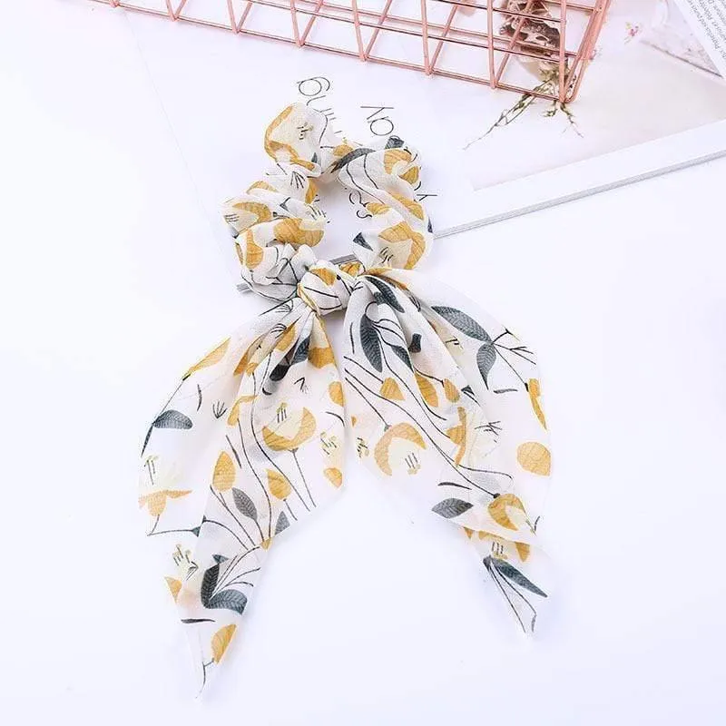 Chiffon Bänder Haarband Elastisches Haarseil Haargummi Floral Scrunchie Frauen Pferdeschwanzhalter Gummi Stirnbänder Zubehör