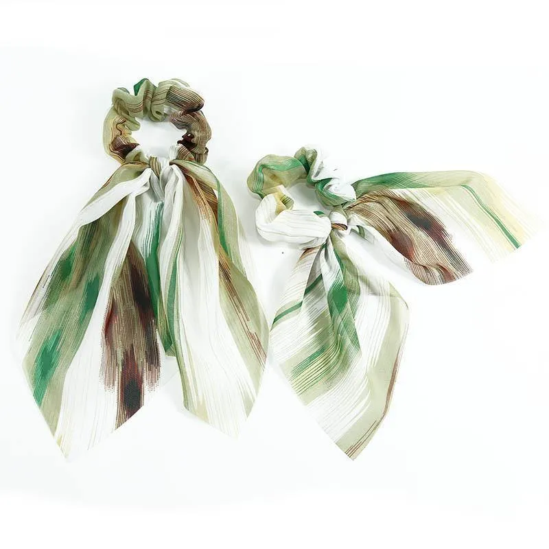Chiffon Bänder Haarband Elastisches Haarseil Haargummi Floral Scrunchie Frauen Pferdeschwanzhalter Gummi Stirnbänder Zubehör