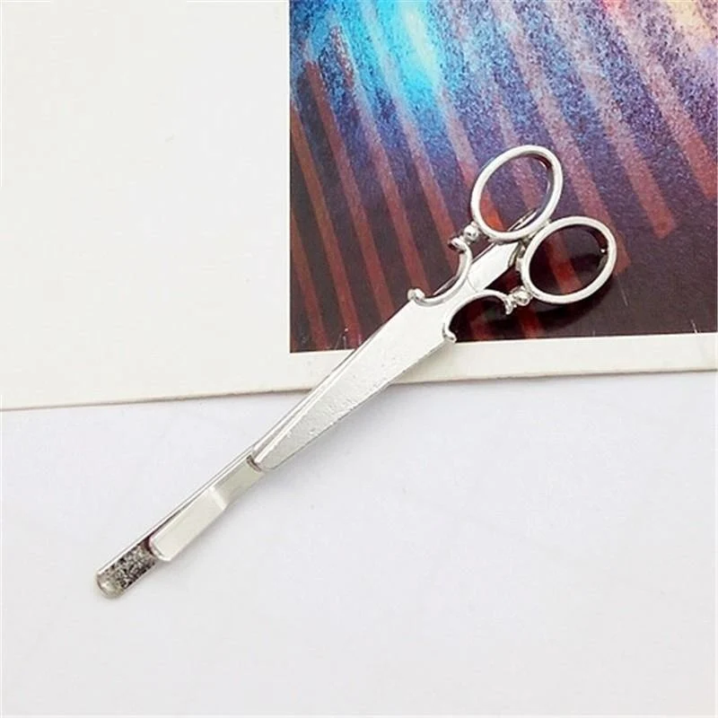 Kreative süße Schere Haarspangen und kleine Kamm Haarschmuck Kopfschmuck Haarnadelschere Kopfbedeckung Gold Silber