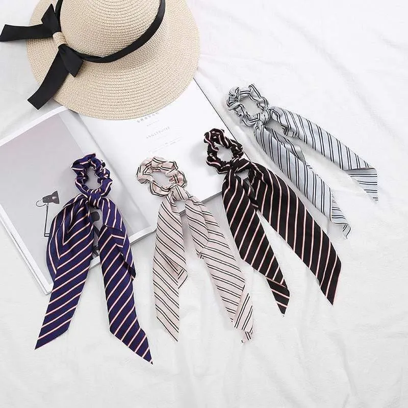 Frauen Streamer Scrunchies Polka Dot Floral Print Elastische Bogen Haar Seil Mädchen Haar Krawatten Koreanische Süße Haar Zubehör Kopfbedeckungen