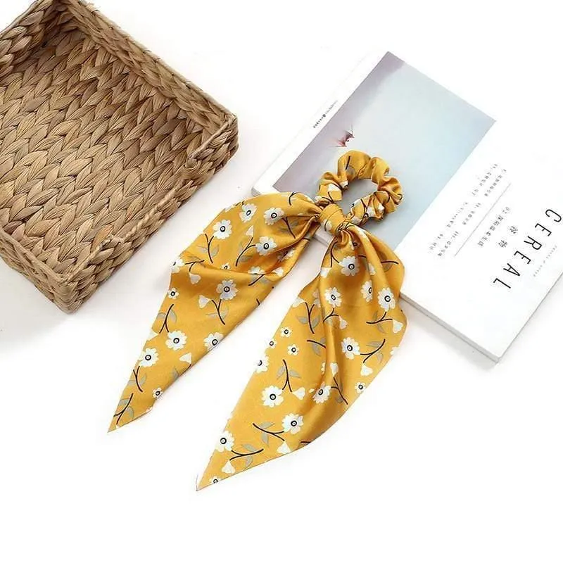 Frauen Streamer Scrunchies Polka Dot Floral Print Elastische Bogen Haar Seil Mädchen Haar Krawatten Koreanische Süße Haar Zubehör Kopfbedeckungen