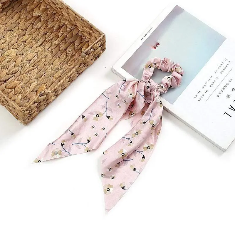 Frauen Streamer Scrunchies Polka Dot Floral Print Elastische Bogen Haar Seil Mädchen Haar Krawatten Koreanische Süße Haar Zubehör Kopfbedeckungen