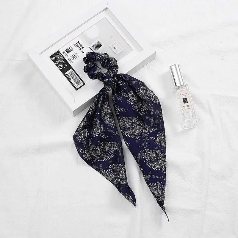 Frauen Streamer Scrunchies Polka Dot Floral Print Elastische Bogen Haar Seil Mädchen Haar Krawatten Koreanische Süße Haar Zubehör Kopfbedeckungen