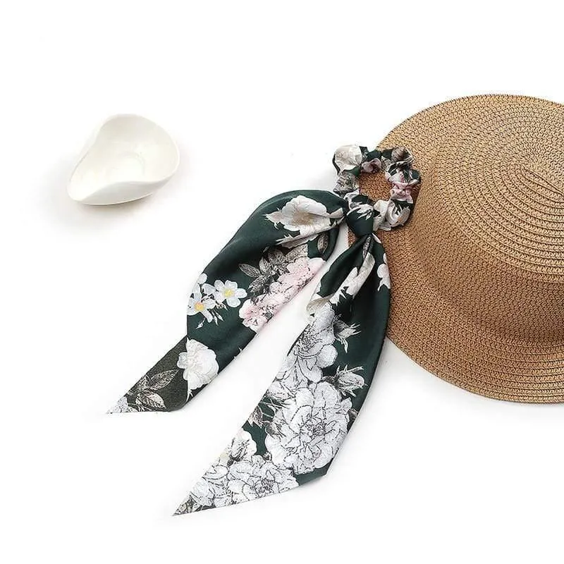 Frauen Streamer Scrunchies Polka Dot Floral Print Elastische Bogen Haar Seil Mädchen Haar Krawatten Koreanische Süße Haar Zubehör Kopfbedeckungen