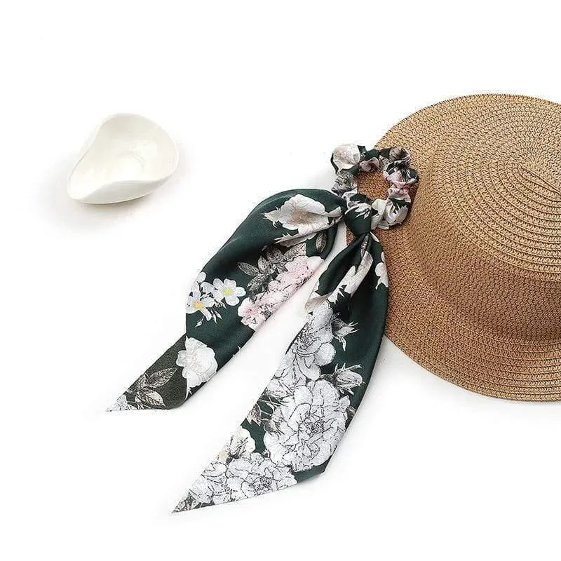 Frauen Streamer Scrunchies Polka Dot Floral Print Elastische Bogen Haar Seil Mädchen Haar Krawatten Koreanische Süße Haar Zubehör Kopfbedeckungen