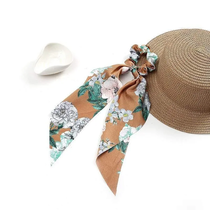 Frauen Streamer Scrunchies Polka Dot Floral Print Elastische Bogen Haar Seil Mädchen Haar Krawatten Koreanische Süße Haar Zubehör Kopfbedeckungen