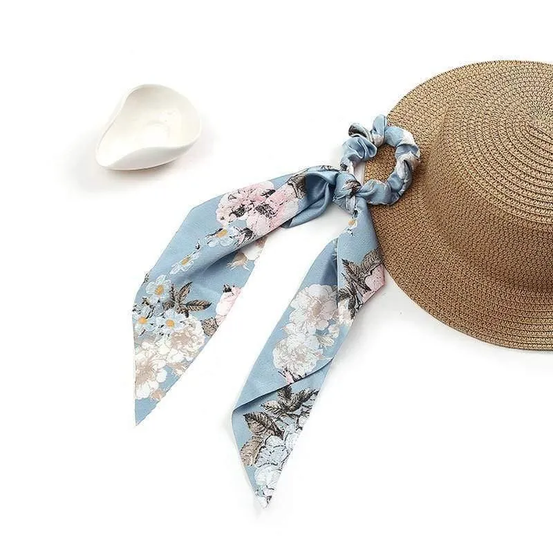 Frauen Streamer Scrunchies Polka Dot Floral Print Elastische Bogen Haar Seil Mädchen Haar Krawatten Koreanische Süße Haar Zubehör Kopfbedeckungen