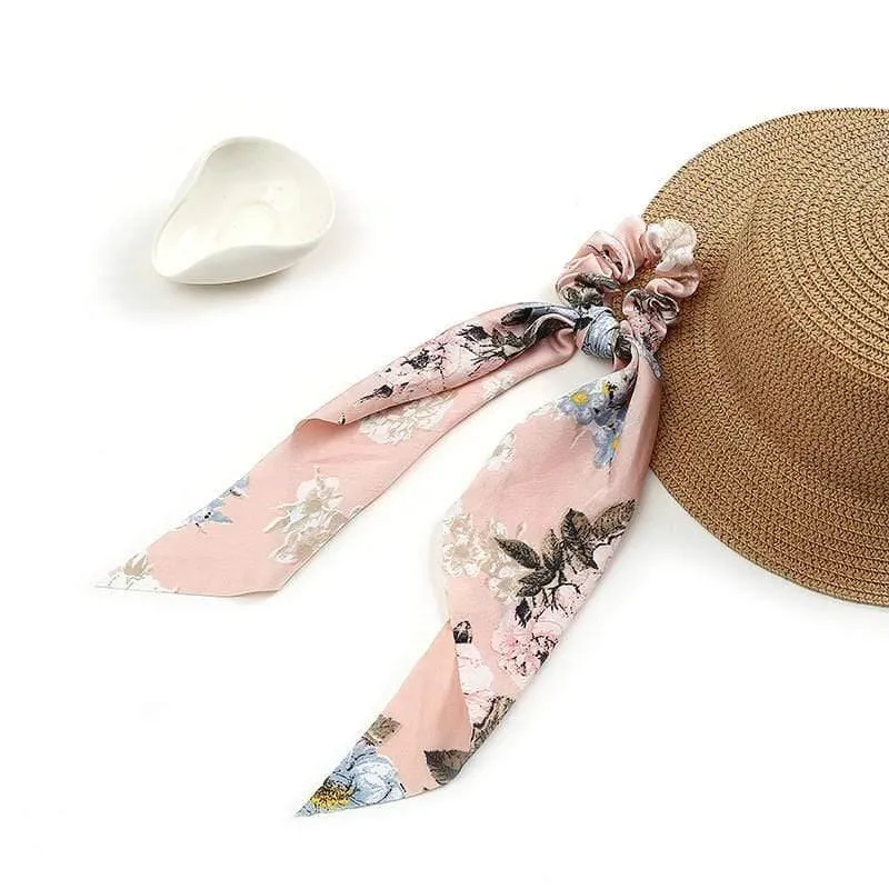 Frauen Streamer Scrunchies Polka Dot Floral Print Elastische Bogen Haar Seil Mädchen Haar Krawatten Koreanische Süße Haar Zubehör Kopfbedeckungen
